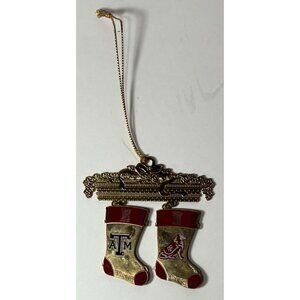 24kt Gold Finished Brass Texas A&M Christmas Stocking Ornament Reveille Mascot